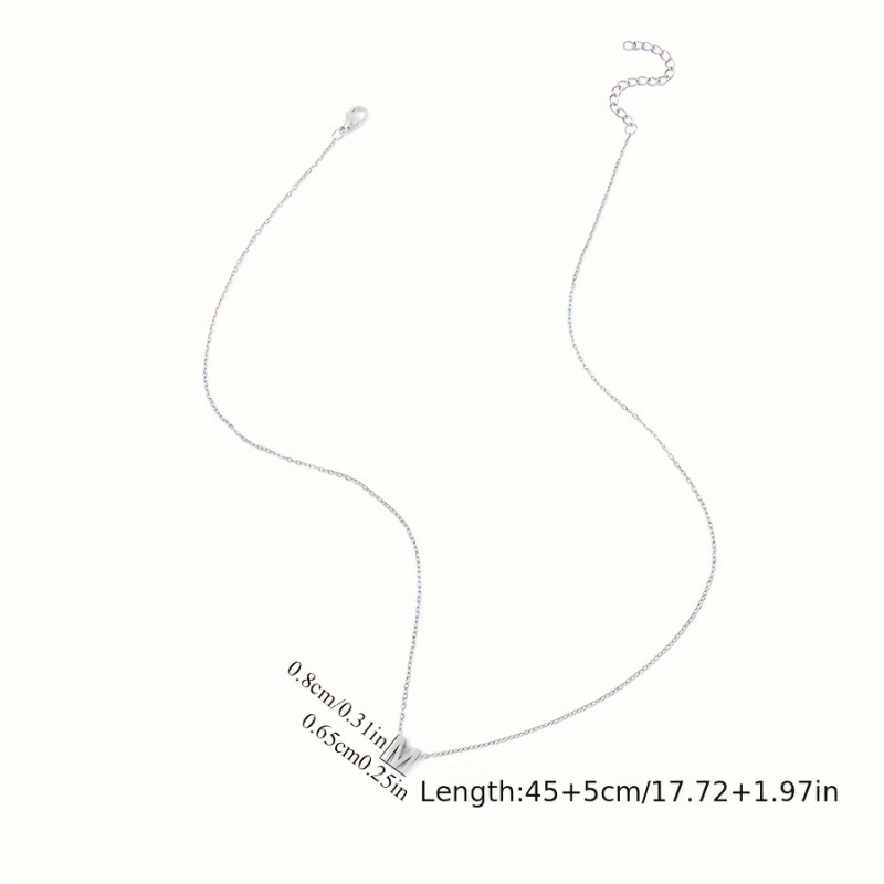Minimalist 26 Letter Pendant Necklace Silver Chain Long Necklace_voghion.com