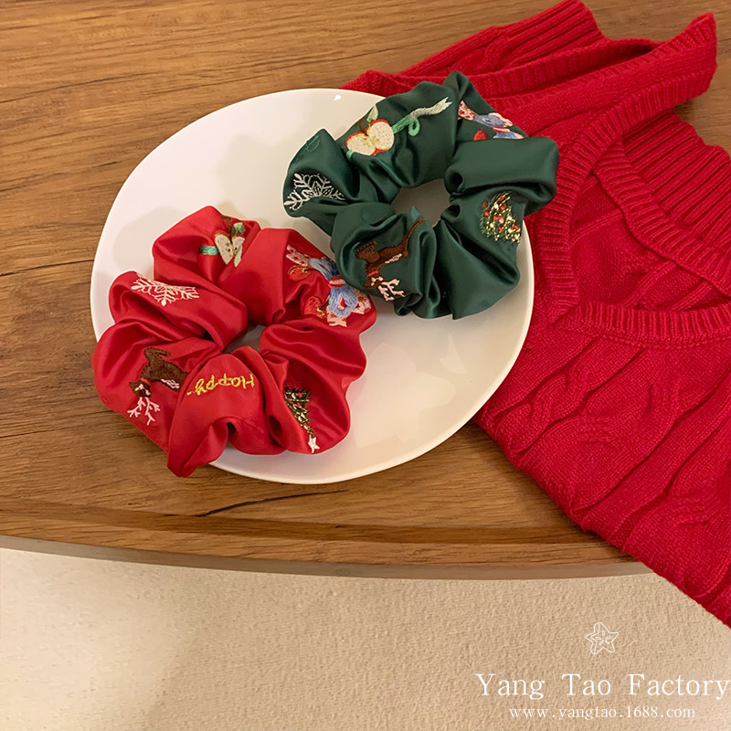 Producción original _ Año Nuevo bordado anillo de pelo de nicho de alto nivel anillo de pelo de bolas de intestino