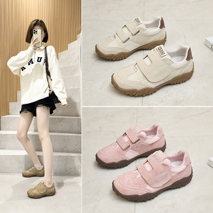 2024 Thick-Soled Genuine Leather German Training Shoes for Women New Color Matching Double Shoelaces Sports Dad Shoes Casual Forrest Gump Shoes for Women