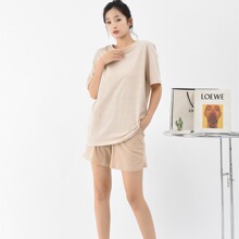 a类天竺彩棉家居服短袖短裤睡衣全棉半袖可外穿夏季无印家居良品