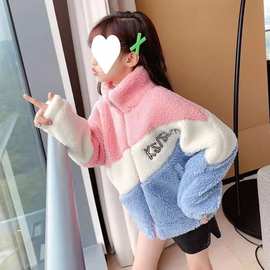 女童冬季棉衣新款韩版儿童洋气女孩中大童夹棉厚保暖毛毛衣