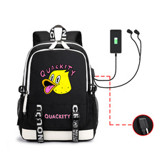 跨境网红博主Quackity背包男女动漫USB大容量充电背包户外印logo