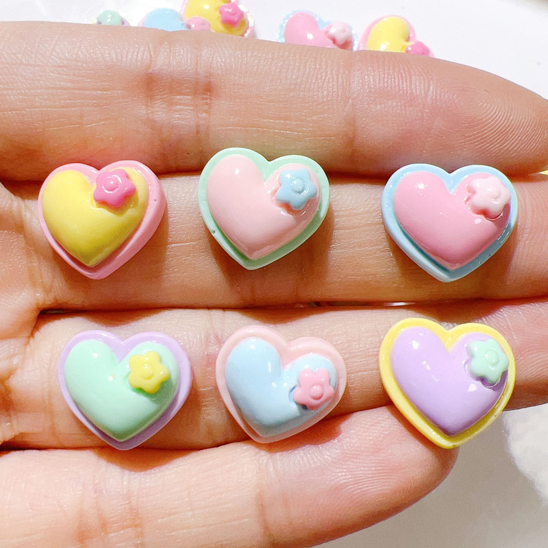 Resin accessories wholesale diy accessories handmade material shoe buckle hat patch cream glue mini color flower love