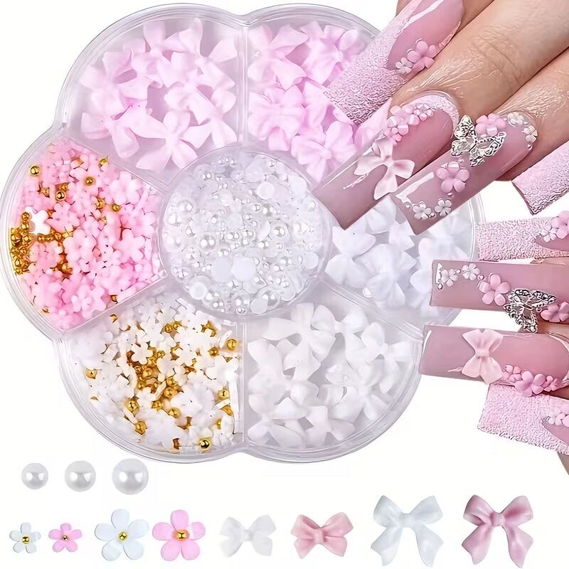 Cross-Border Wearable Nail Art Pieces, Pure Handmade Exquisite Nail Decorations, Steel Beads, Bowknots, Flat-Back Rhinestones, Custom Nail Art Accessories Cross-Border Wearable Nail Art Pieces, Pure Handmade Exquisite Nail Decorations, Steel Beads, Bowknots, Flat-Back Rhinestones, Custom Nail Art Accessories