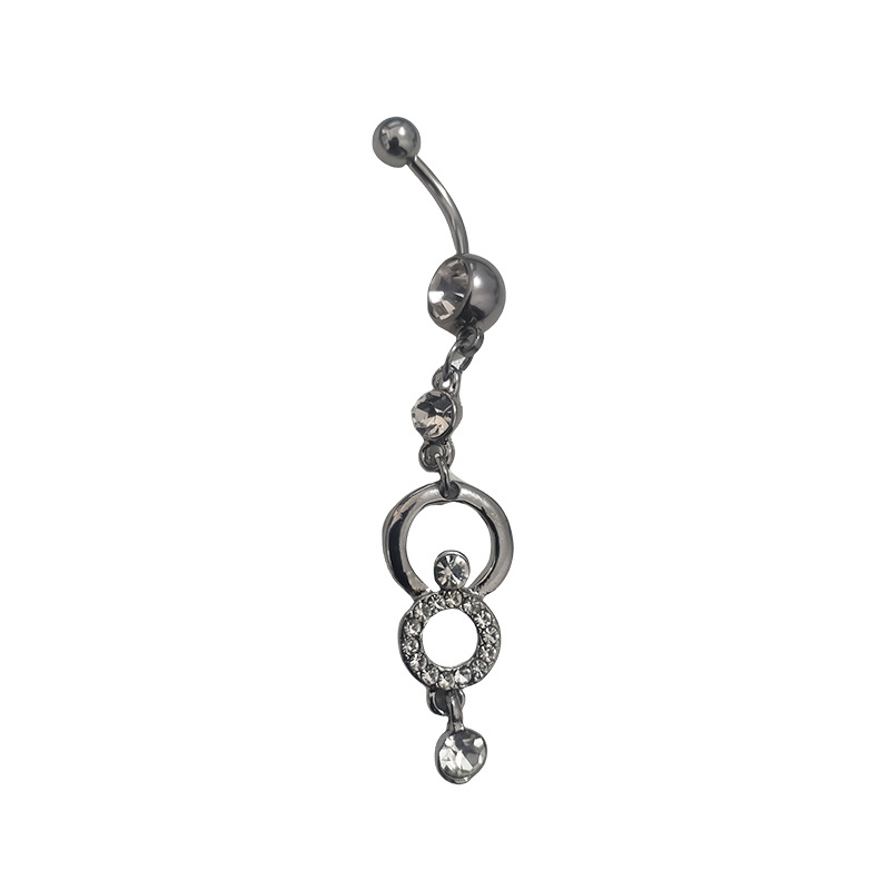 Piercing all'ombelico in acciaio inossidabile con zircone a farfalla, semplice e alla moda, all'ingrosso_voghion.com