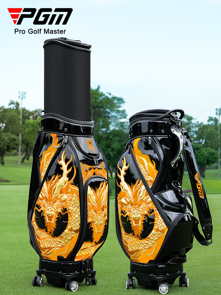 Túi golf PGM vỏ cứng kính thiên văn bốn bánh thêu hình ngựa phi — QB159-Túi kính thiên văn bốn bánh màu đen [Ma to thành công], QB159-Túi bóng dạng ống lồng bốn bánh màu đen [Golden Dragon Takes Flight]