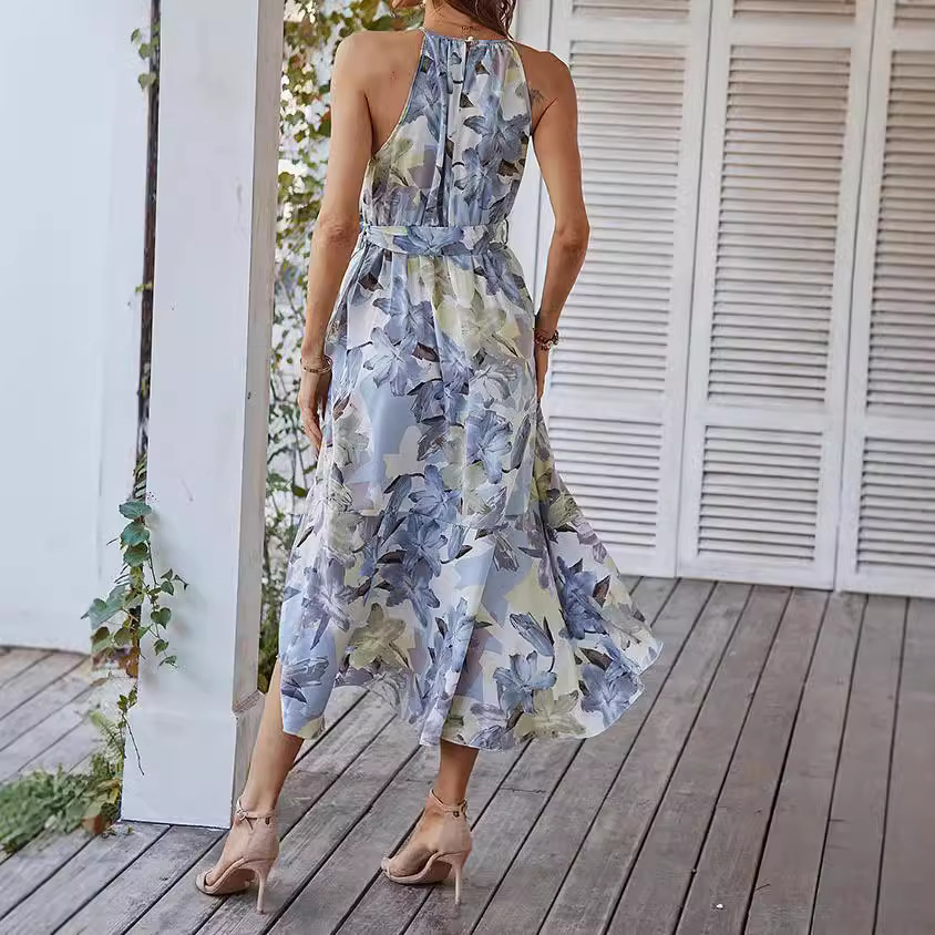 European And American Cross-border Fashion Printed Halter Neck Bohemian Style Dress, 2026 Summer Hot-selling Casual_ecoleips.com