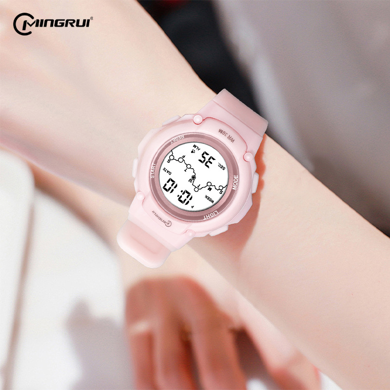 Mingrui Girls Sports Watch Waterproof Swimming Timing Electronic Watch Only Look at Time New Student Multifunctional Male