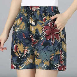 时尚气质短裤外穿高腰夏季薄款中老年女裤夏天宽松休闲舒适五分裤