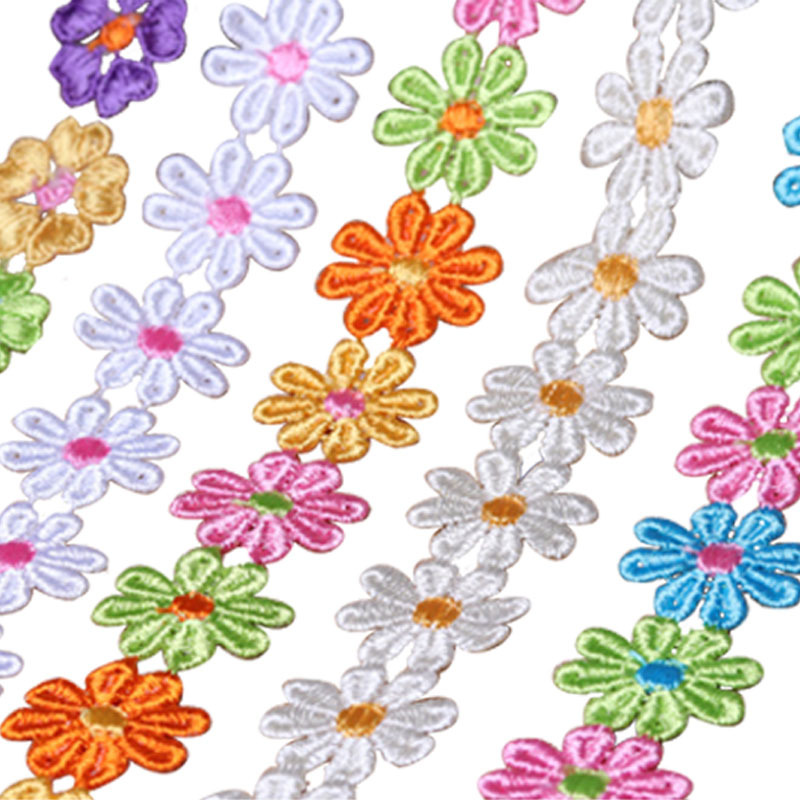 Bordado de dos colores soluble en agua encaje DIY colorido 8-pétalo flor Margarita tocado accesorios para el cabello textiles para el hogar Accesorios de encaje ropa