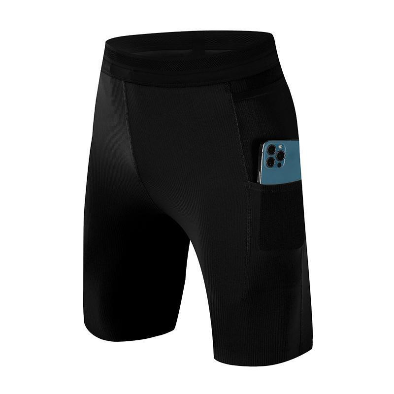 Sports Tight Shorts Men's Quick-Drying Marathon Track and Field Running Five-Point Training Pants High-Elastic Fitness Cycling Compression Pants