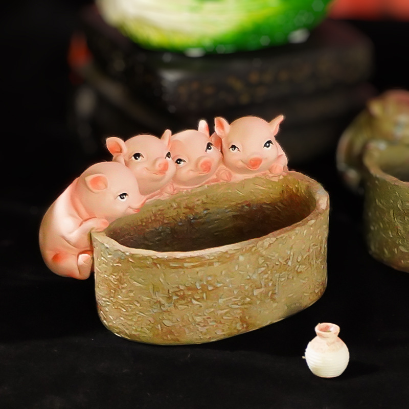 Nueva flor olla cerdo tanque de peces de cerámica resina cerdo olla creativa cultural creativo cerdo decoración regalo colgante cuenca