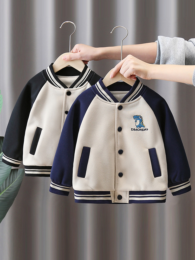 7816 chaqueta de niño ropa de primavera y otoño 2025 nuevo estilo para niños chaqueta casual coreana para niños pequeños y medianos top de cuello alto marea