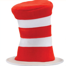厂家直供万圣节苏斯博士生日派对帽 cosplay扮演道具红白条纹高帽