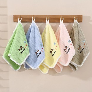 Kindergarten baby square towel wholesale soft absorbent face wipe towel hanging children's towel household face towel