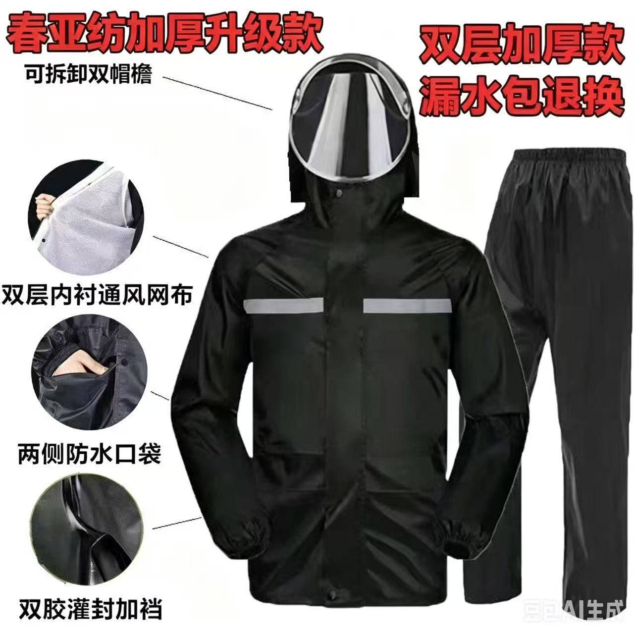 分式体防暴雨雨衣雨裤套装新款PVC加厚透气面料外卖户外男女骑行