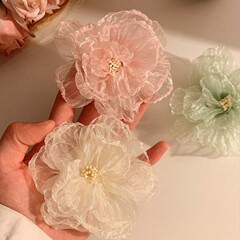 甜美花蕊边夹超仙网纱发夹花朵侧边度假头饰海边刘海新款发卡发饰