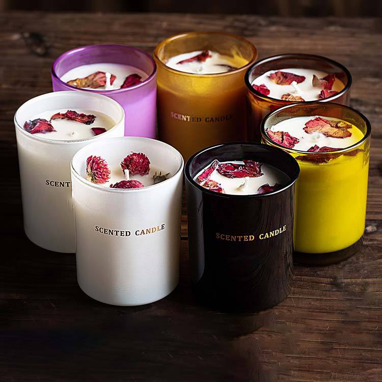 Decoración de vela de caja de madera de alta calidad grande hecho a mano auténtica taza de vela de soja de Navidad amatista