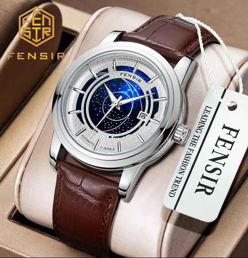 Brown with silver shell black surface-pin buckle