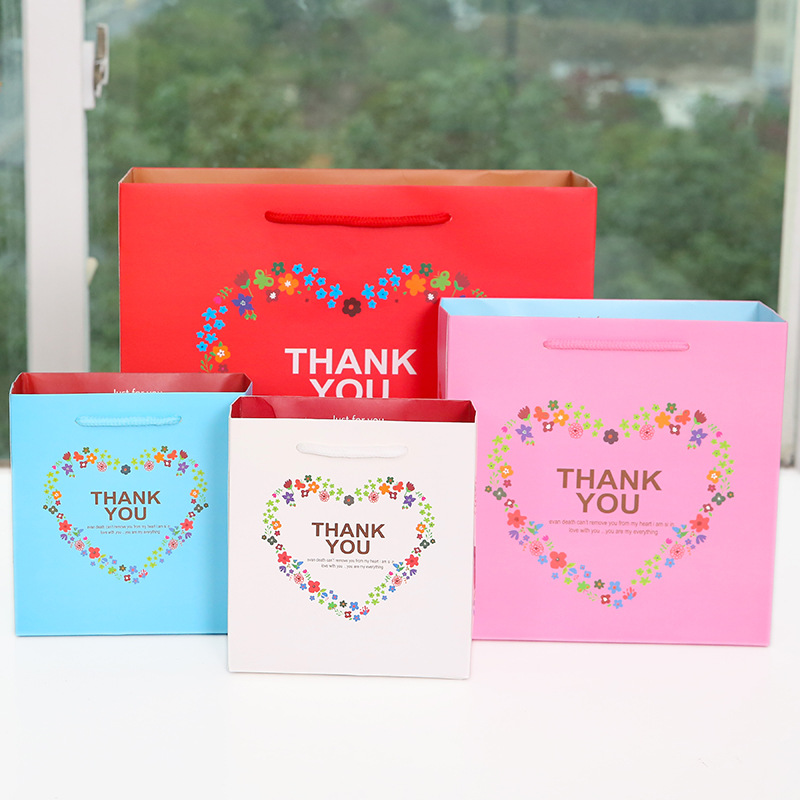 中秋节教师节节庆爱心礼品袋 thankyou手提袋 服装店纸袋生日礼袋