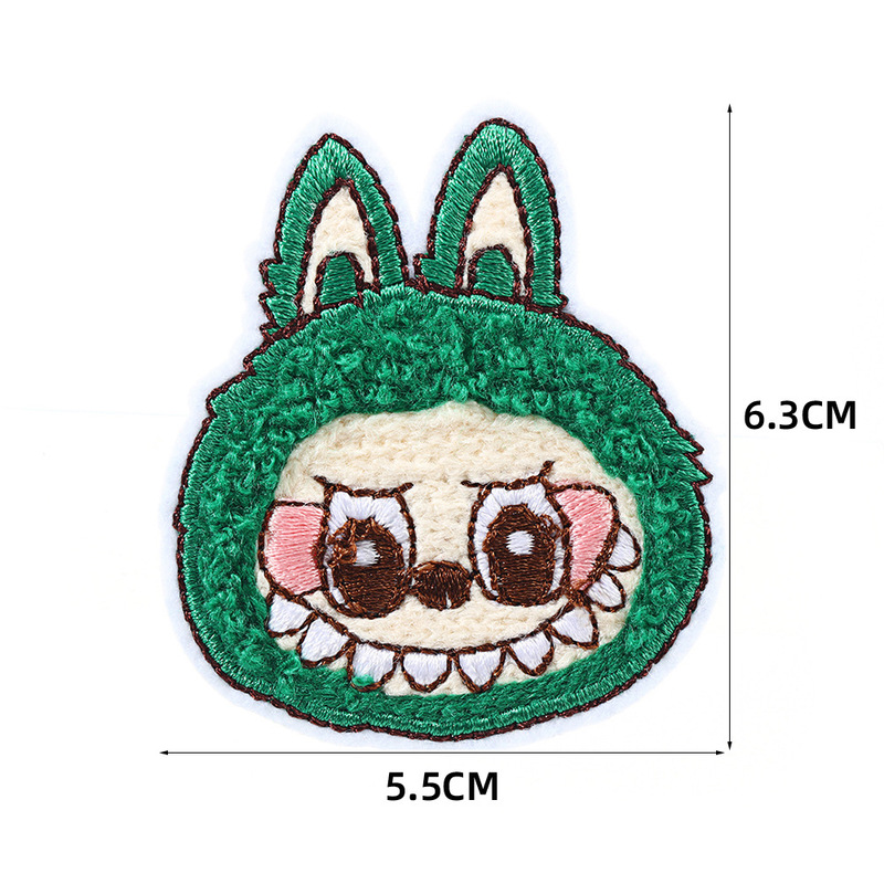 かわいいラブブー大頭布ステッカーインターネット有名人の漫画タオル刺繍自己粘着衣類穴装飾パッチステッカー|undefined