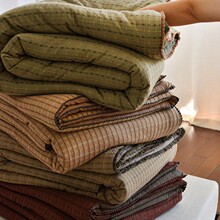 外贸风韩国复古色织纱布提花春秋被 全棉纱布大豆被可机洗一体被