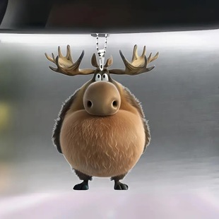 Cross-border new cute moose 2D pendant acrylic flat car rearview mirror pendant home party decorations