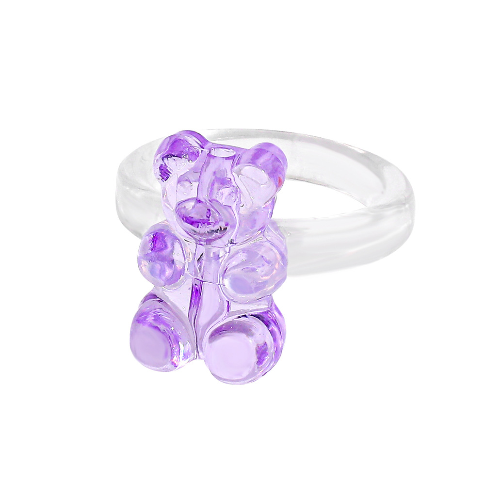 Korean macaron transparent colored bear ring wholesalepicture11