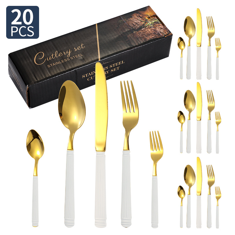 Columna romana vajilla de acero inoxidable cuchillo, tenedor y cuchara juego de 24 piezas hotel restaurante bistec cuchillo, tenedor y cuchara vajilla occidental cuchillo y tenedor