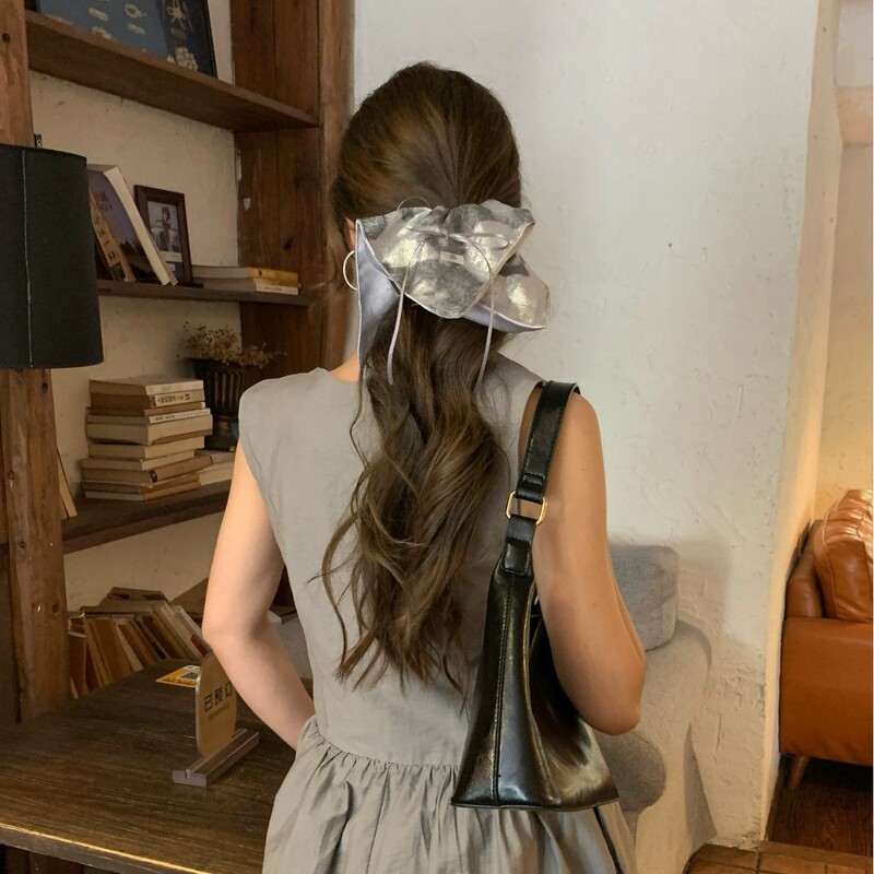 韩系百搭丝光奶茶色2025年新款秋冬方巾女气质法式优雅发饰女发绳|undefined