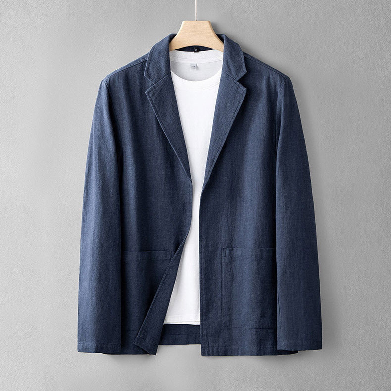 欧美跨境夏季男装简约休闲西服春夏薄款外套韩版时尚宽松亚麻西装