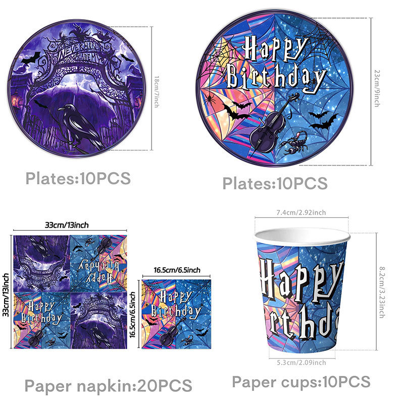 亚马逊紫色星期三主题生日派对装饰品周岁礼布置氛围道具纸盘拉旗|undefined