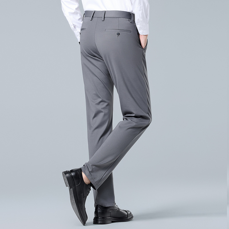 Spring and Summer New Mulberry Silk Men's Casual Pants Slim-fit Pants Non-ironing Straight Casual Pants Men's Light Business Pants