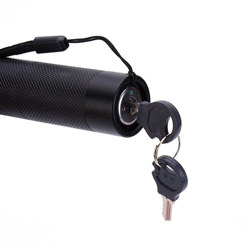 Flashlight with laser, travel indicator lamp, high power