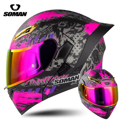 helmet riding motorcycle full helmet — Motosiklet kaskı (dəbilqə) - purple-spark-with-revo-purple-gold-s
