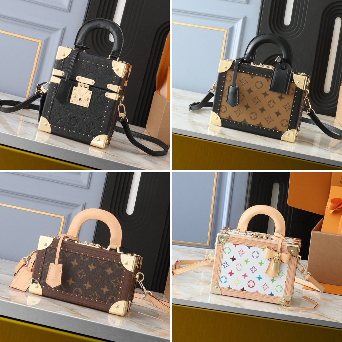 In-stock Lujia luxury handbag-style jewelry storage box, leather handbag, home cosmetic case, high-end gift