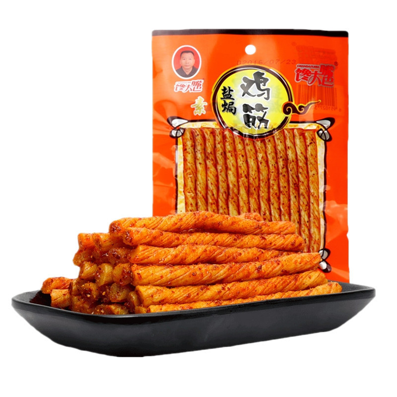 Salt-Baked Vegetarian Chicken Tendons 32g*20 Packs/82G Old-Fashioned Spicy Tofu Rolls Snacks Wholesale Leisure Food