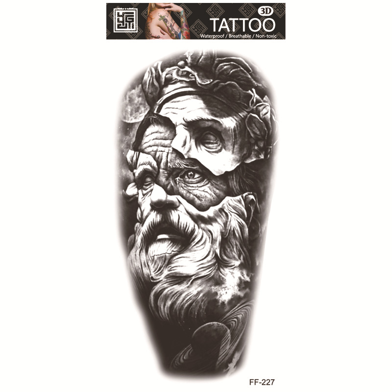 Yuanhua fábrica de pegatinas de tatuaje a prueba de agua en stock al por mayor cabeza de Lobo tótem texto árabe tatuaje pegatinas suministro transfronterizo