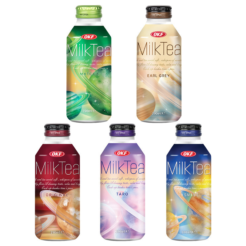 Korean Imported Okf Starry Sky Series Milk Tea Drinks: Jasmine, Matcha, Earl Grey, Taro Flavored Bottled Afternoon Tea Drinks