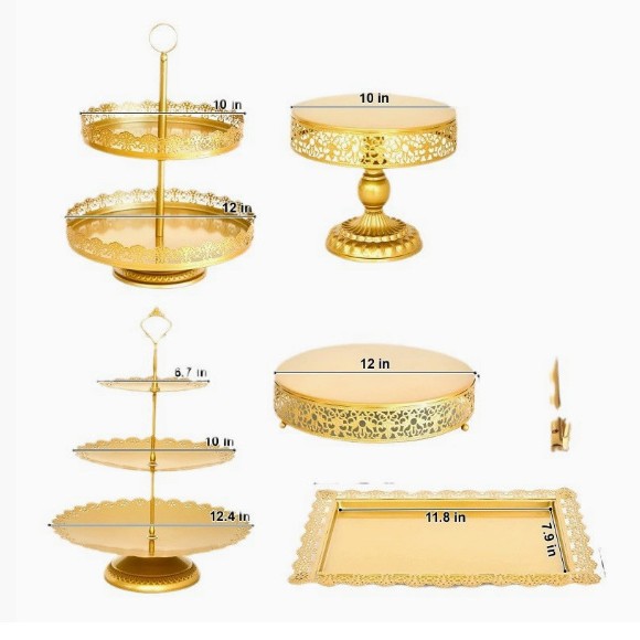 Soporte de pastel hueco dorado creativo transfronterizo accesorios de boda mesa de postres decoración tienda de postres combinación de soporte de pastel de dim sum