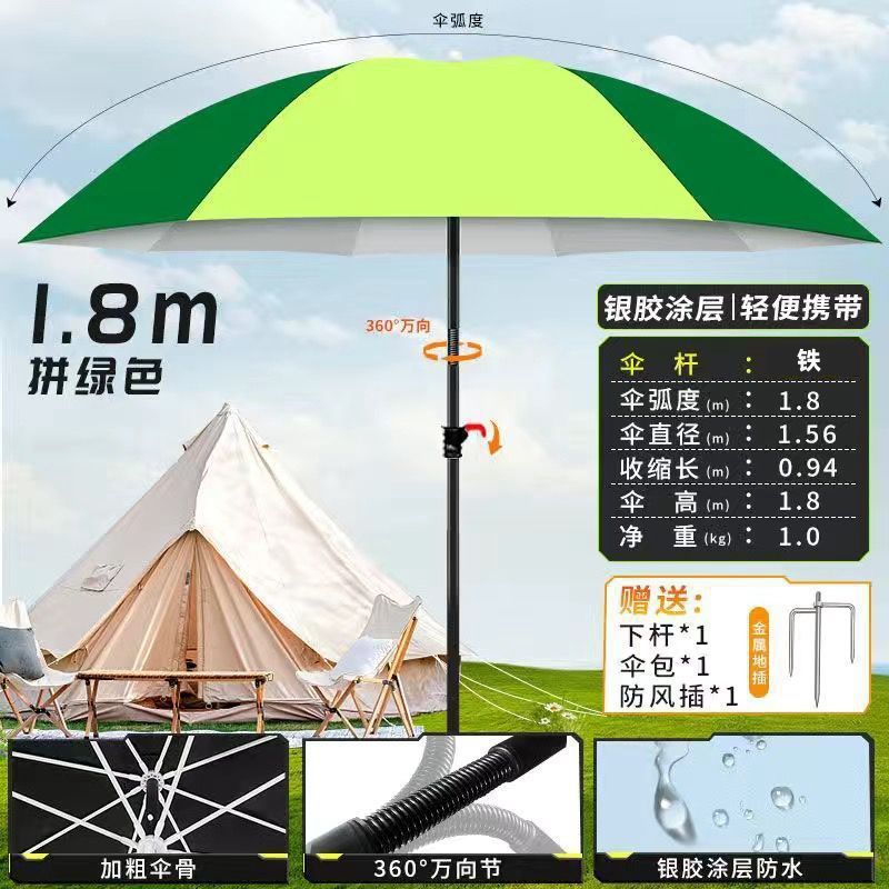 新款钓鱼伞新款遮阳伞户外露营伞便携带黑胶防晒拐杖伞露营垂钓专|undefined