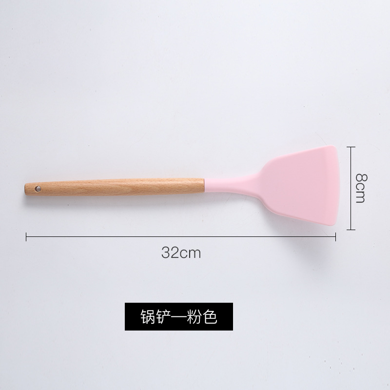 Mango de madera de silicona cocina de almacenamiento conjunto de cilindro 11 piezas de mango de madera de cocina de silicona fácil de almacenar cocina