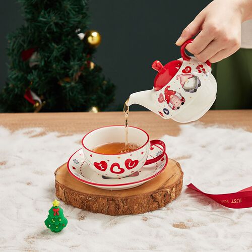 Gold-plated tea set, Instagram Christmas ceramic cups and plates, Amazon best-selling unique Christmas gifts, logo printing available
