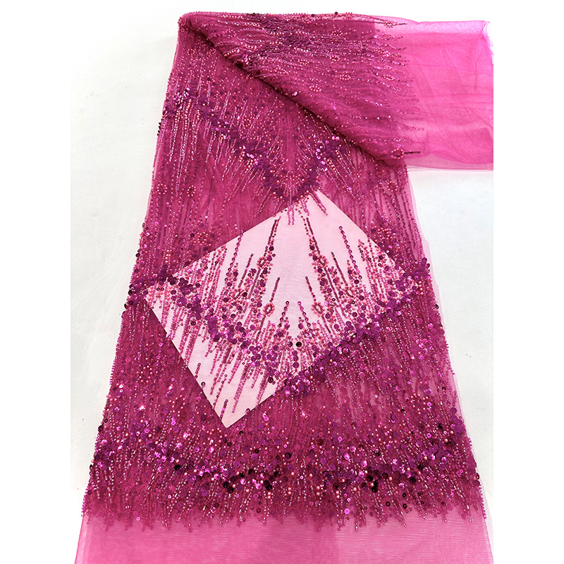 Tejido bordado de sequilla, tubo de perlas, tela de bordado, vestido de mujer, ropa de moda, vestido de boda, tela de tubo de perlas
