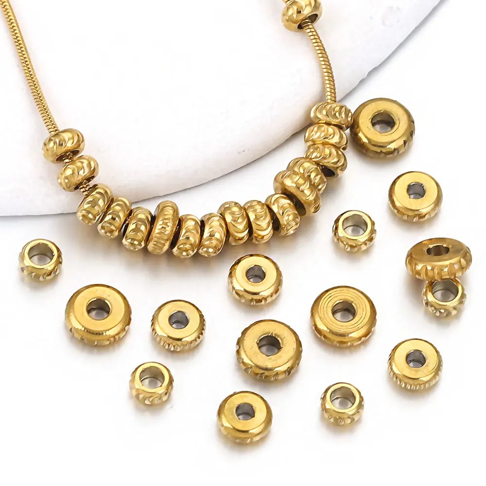 10 PCS/Package 304 Stainless Steel Gold Plated Solid Color Beads display picture 1