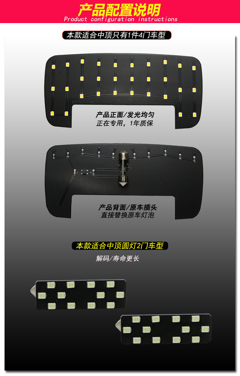 Suitable for Beijing Bj40 Reading Light, Bj40 Modified Led Roof Light, Ceiling Light, Waterproof, Cross-Border Exclusive for Vehicle Use
