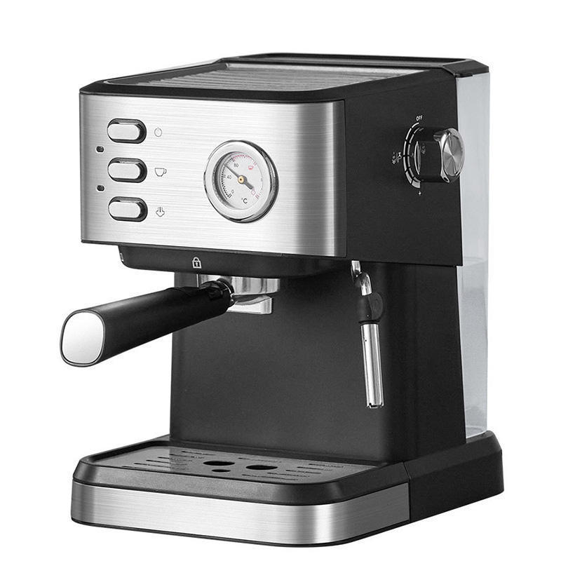 Suministro de máquinas de café para uso doméstico, máquinas pequeñas semiautomáticas con espumador de leche a vapor de diseño elegante, café expreso para oficina, estilo retro.