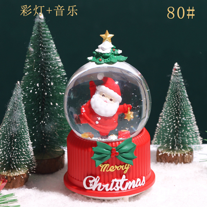 Pequeño libro rojo estilo caliente perro de orejas grandes bola de cristal caja de música nieve brillante niña dormitorio decoración de escritorio regalo