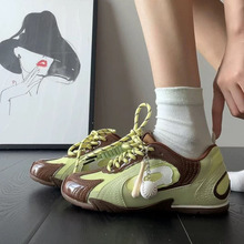 德训鞋女2025新款透气学院风休闲鞋复古平底阿甘鞋赛车棒球运动鞋