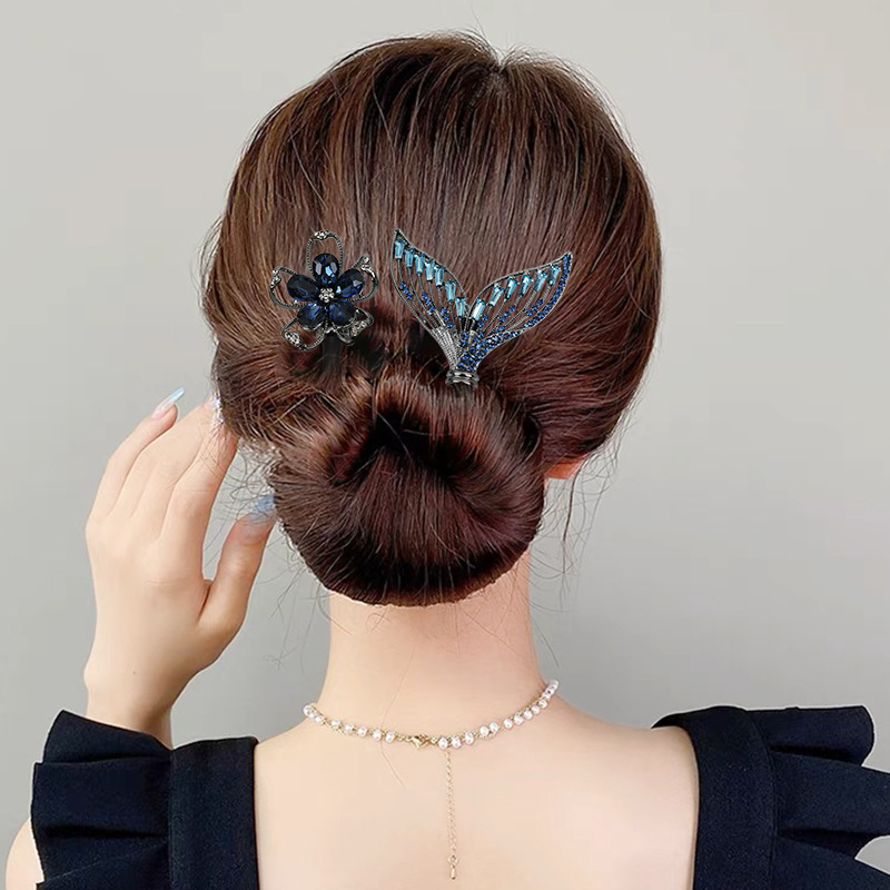 Platino Siya bola cabeza accesorios de pelo de flor de las mujeres brace pelo updo artefacto tejido a mano delicado pelo updo Rod